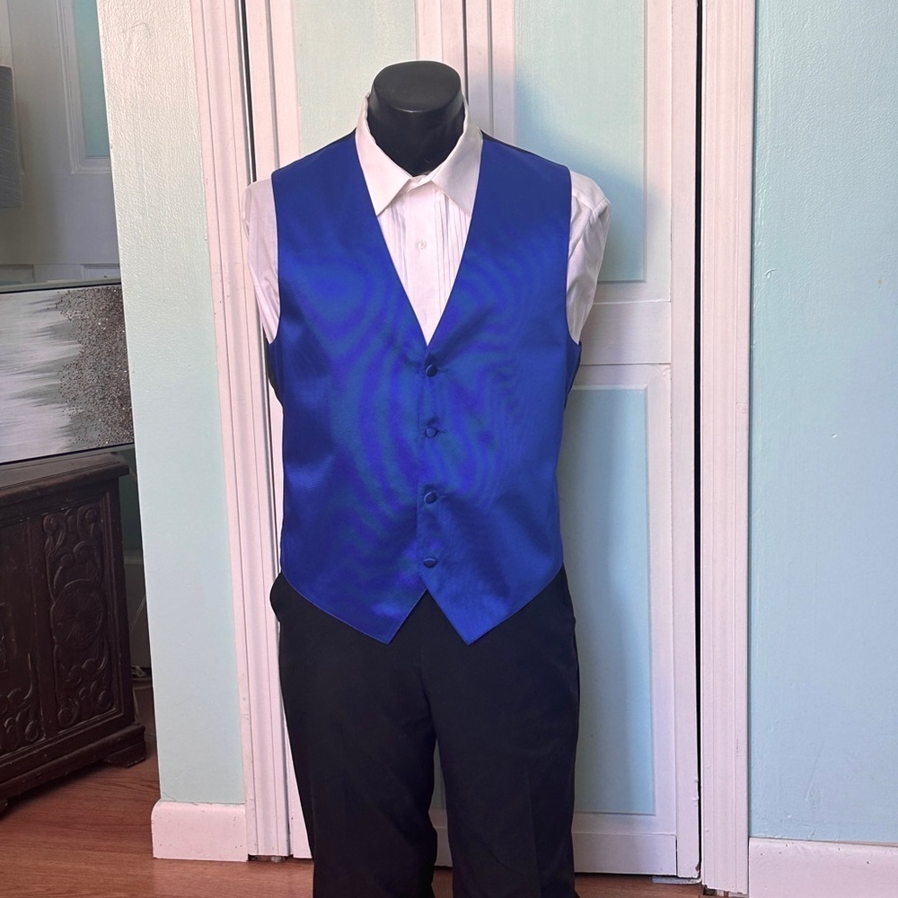 Royal Blue Sapphire Twill Closed Back Vest Wedding Prom Men’s 3X XXXL 3XL